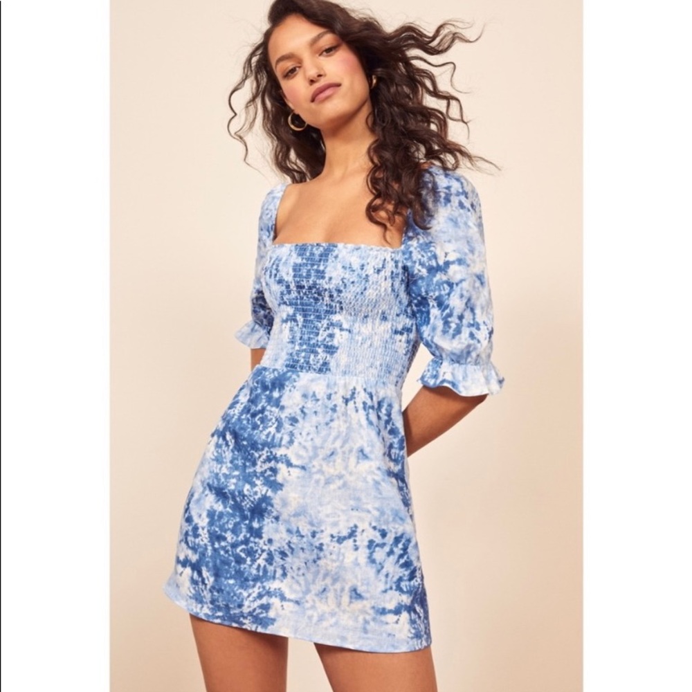 Reformation cerise linen mini dress